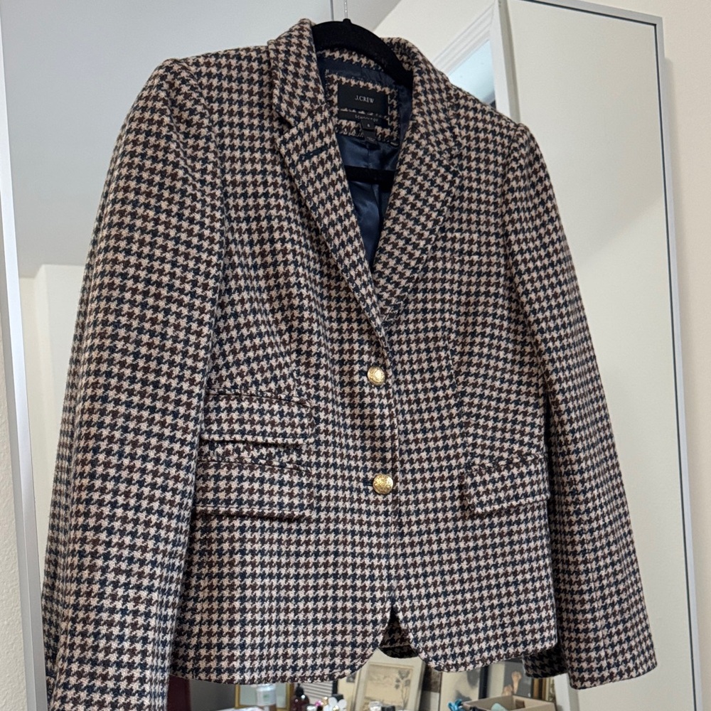 🤎 J. Crew Schoolboy Blazer Brown and Navy Houndstooth